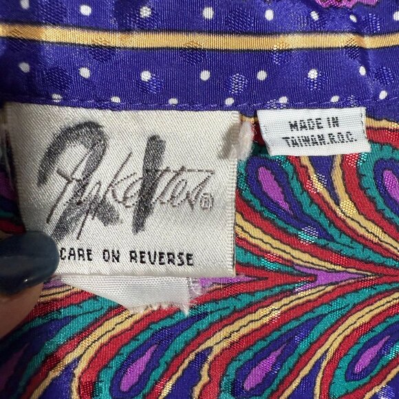 Pykettes Polka Dot Floral Print Button Front Shirt Top Womens 21 Blue Colorful - Picture 6 of 6